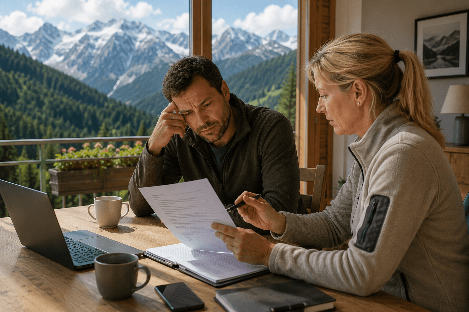 Ein Arbeitnehmer und eine Personalverantwortliche besprechen gemeinsam Unterlagen zu einem betrieblichen Eingliederungsmanagement (BEM). Die Szene verdeutlicht die Bedeutung eines klärenden Gesprächs vor einer krankheitsbedingten Kündigung.